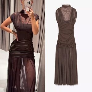 ZARA COMBINATION TULLE DRESS